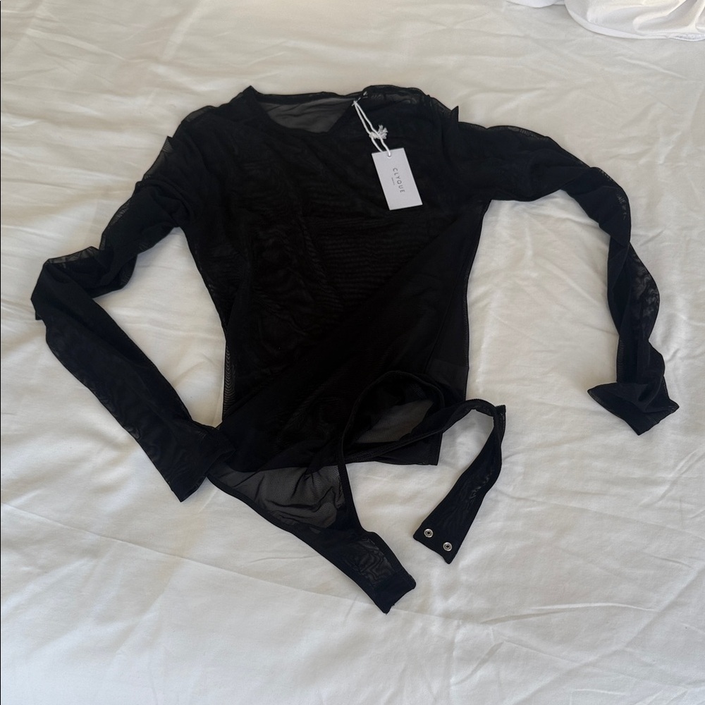 NWT - Clyque Tiana Mesh Black Bodysuit